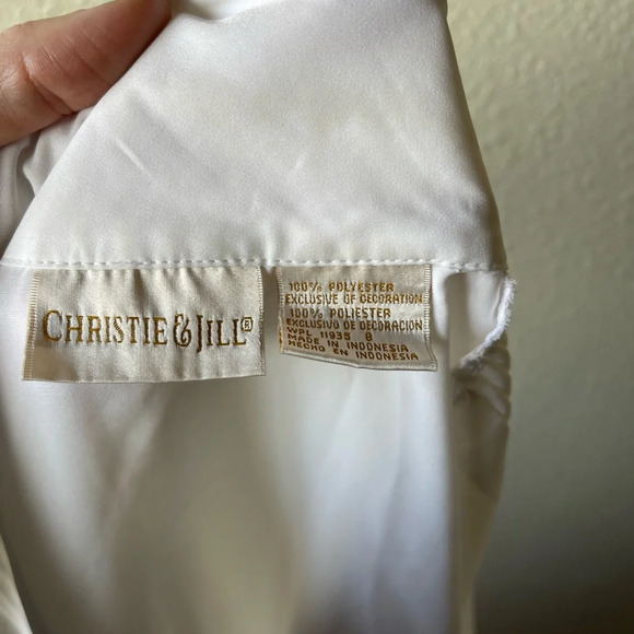 Vintage Christie & Jill Vtg White Blouse Short Sleeve Button Down Womens Sz 8 - Picture 3 of 7